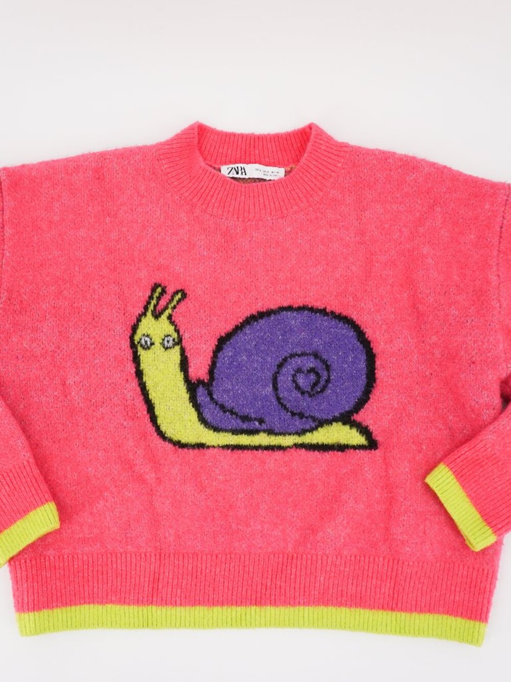 ZARA Snail Jacquard knit sweater Blogger Rainbow Artsy Pink Purple Size Small